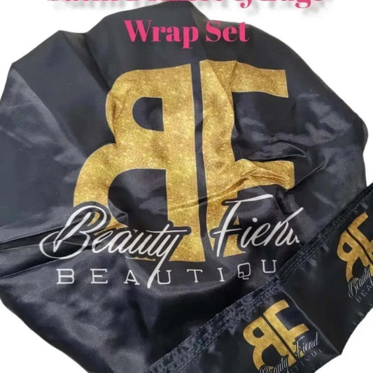 Image of Beauty Fiend Beautique satin Bonnet and Edge Wrap Set